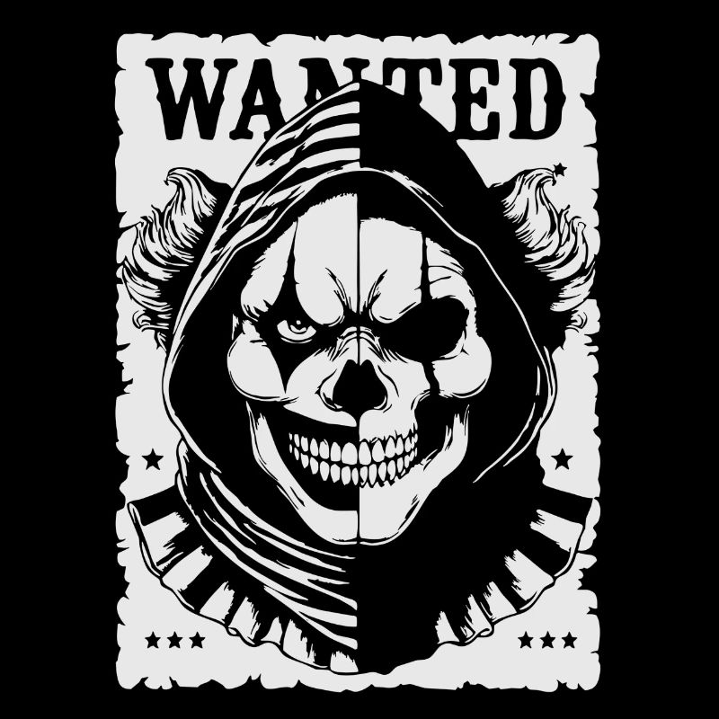 Wanted Skull Pullover Hoodie Poster