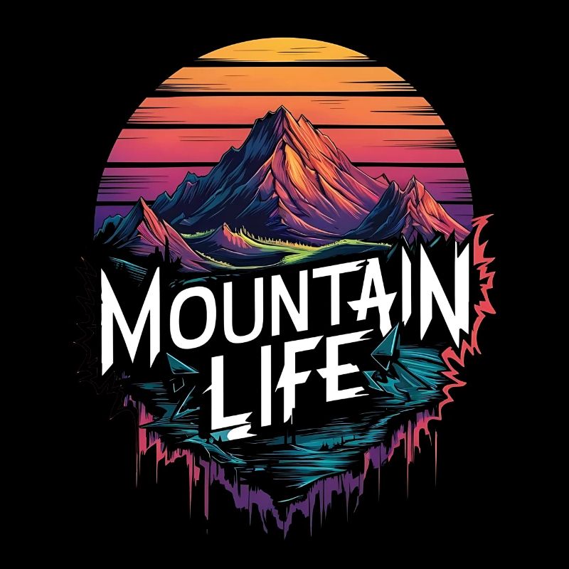 Mountain Life Retro Sunset Design