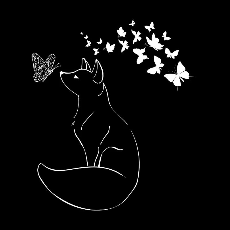 Illustration de renard et de papillons