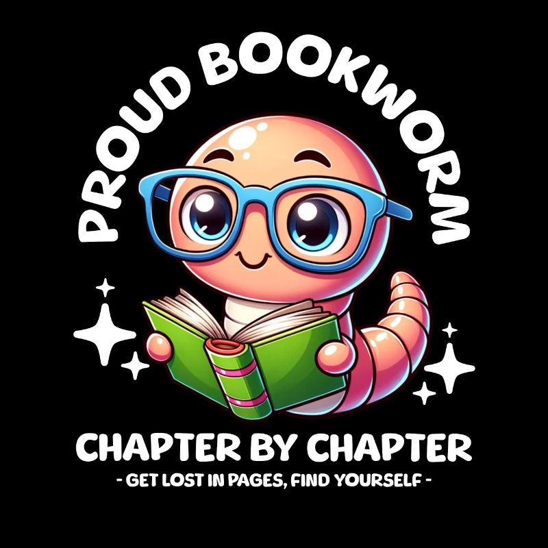 Proud, cute bookworm with glasses reading book