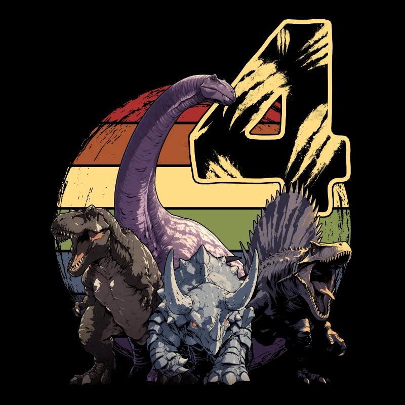 Cool Dinosaur 4th Birthday Gift 4 Years