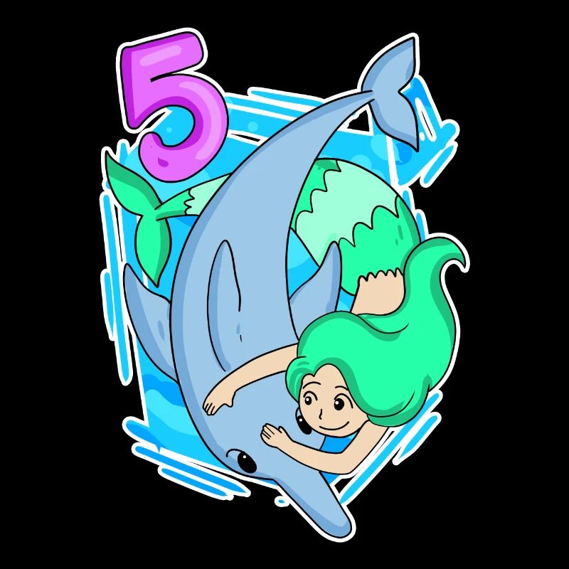 5th Birthday Motif Dolphin - 5 years
