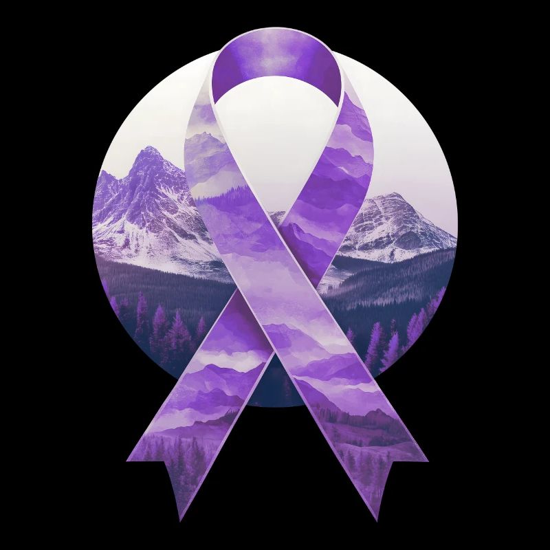 Lavender Cancer Awareness Bow Mountains Gift