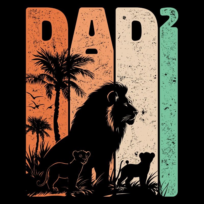 Father's Day Lion Dad High Two Kids Gift