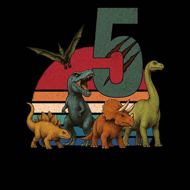 Dino Geburtstag 5 Jahre Retro Dinosaurier Geschenk
