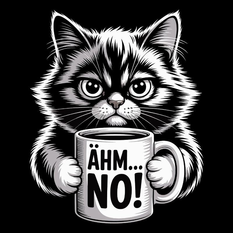Ähm... No! Katze Mit Kaffee Humor