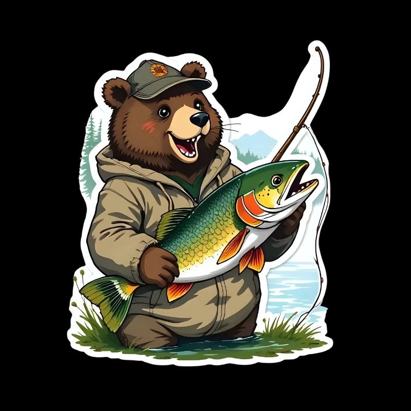 Anglerbär mit Forelle