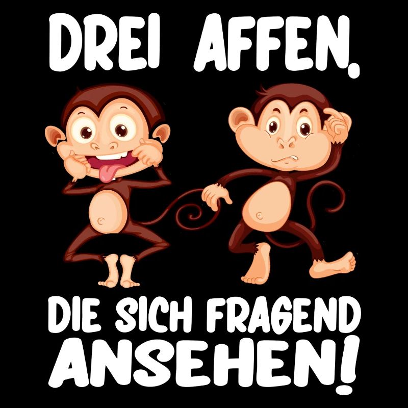 Three monkeys looking at each other questioningly Funny