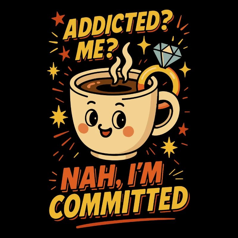 Funny Coffee Addicted Me Me non I’m Committed