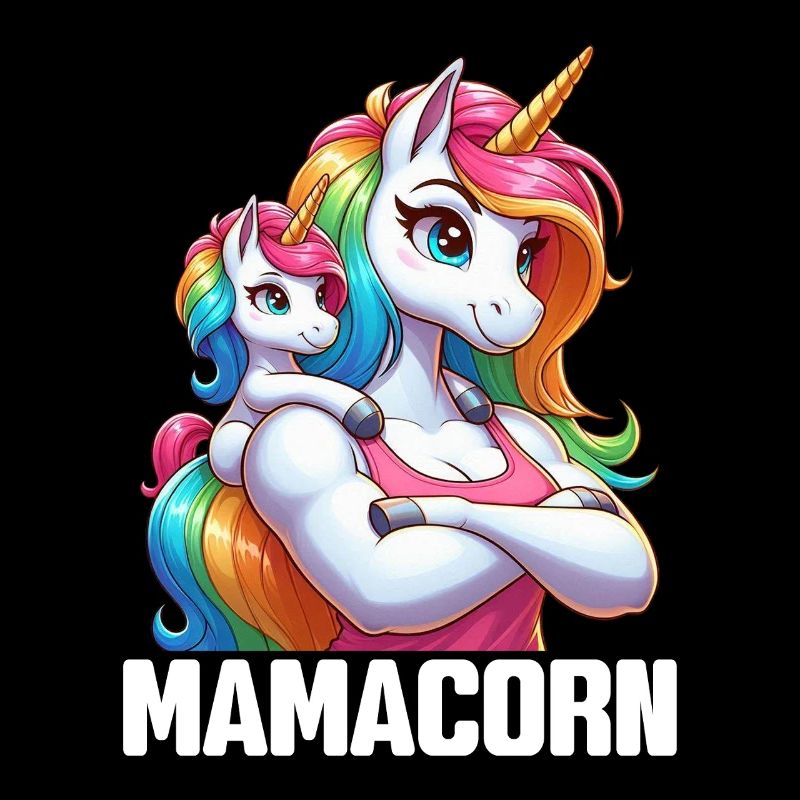 Mama Einhorn Mamacorn Mutter Tochter Dadacorn
