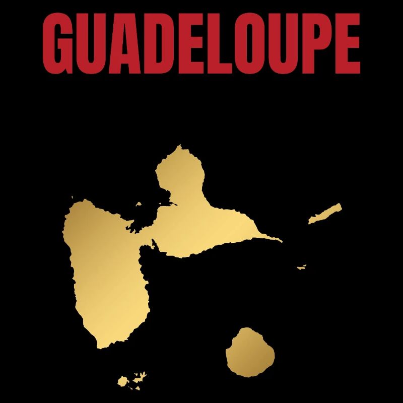 Guadeloupe West Indies Golden Map T-shirt