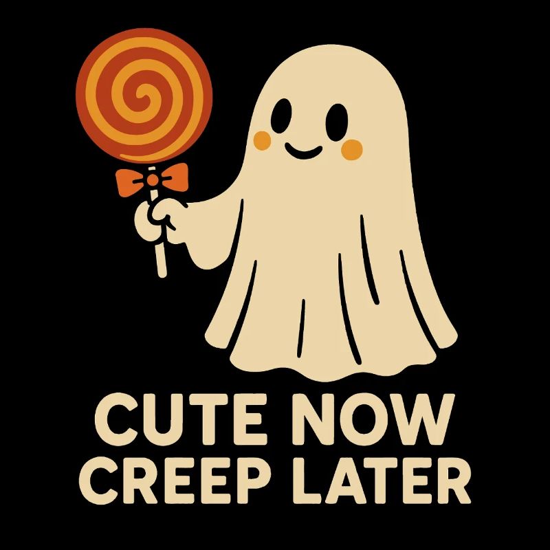Cute Now Creep Later Ghost Halloween Design