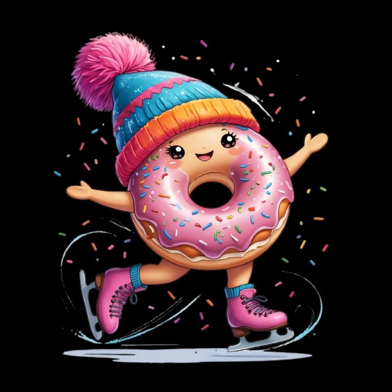 Donut auf Schlittschuhen mit Konfetti
