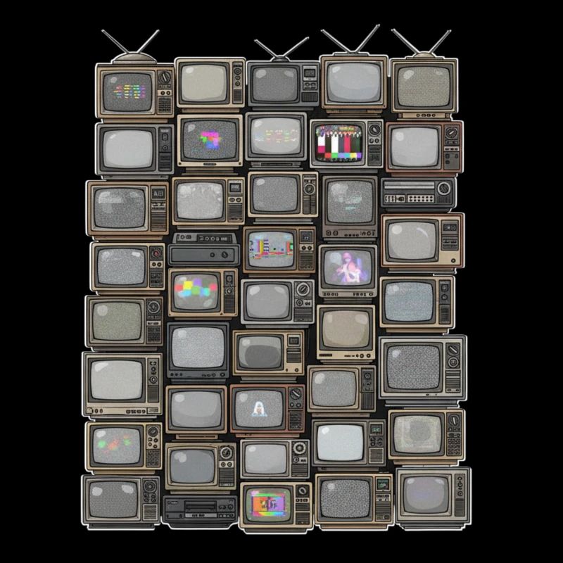 Retro Fernseh-Stack Collage