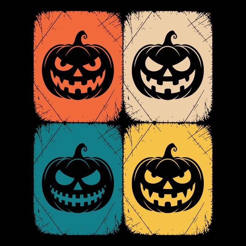 Retro Pumpkin Halloween Pop Art Style