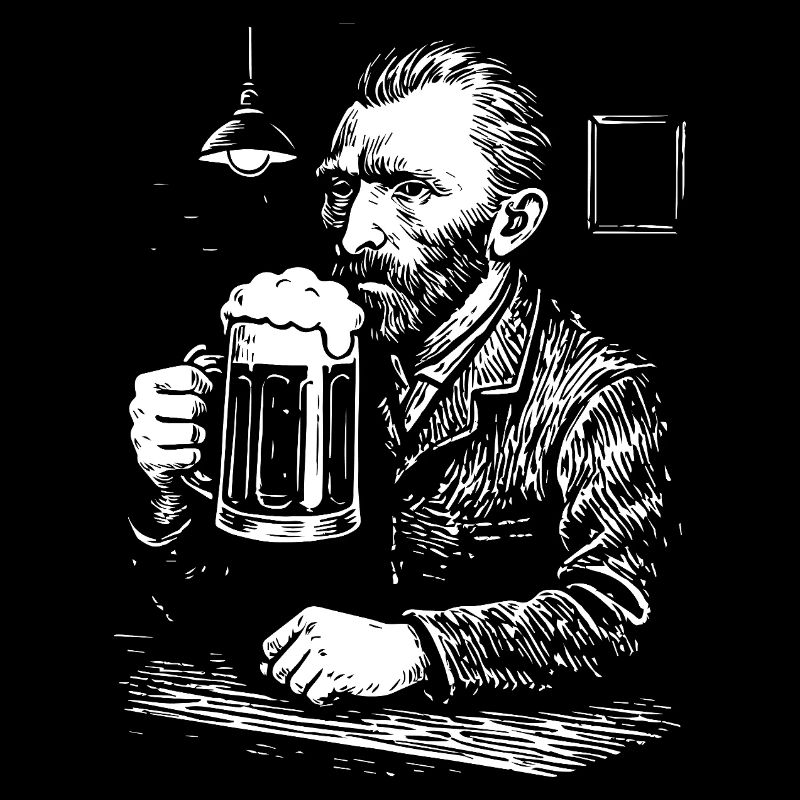 Vintage Van Gogh trinkt Bier in einer Kneipe