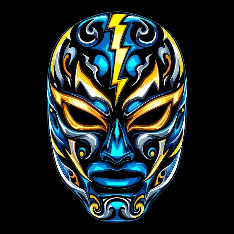 Flash Masks Lucha Neon Blue Gold