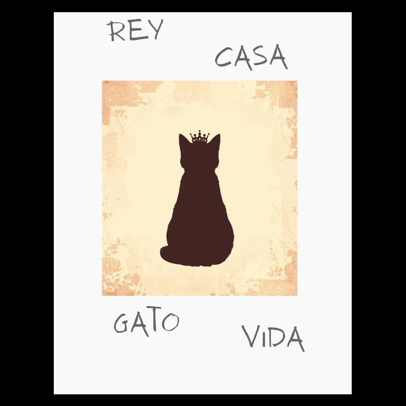 King Cat in Silhouette with Crown