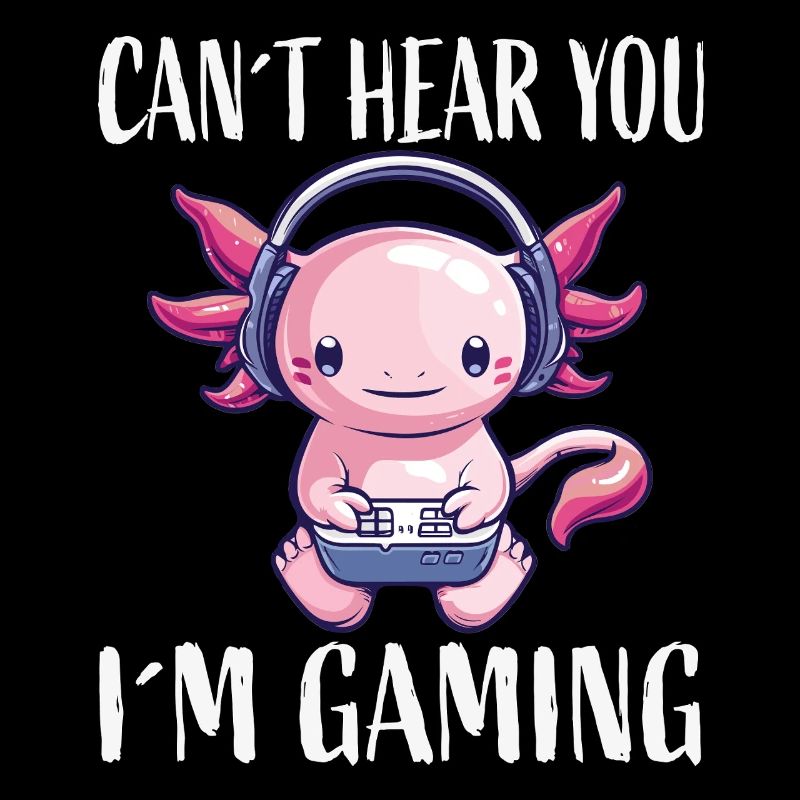 Gaming Axolotl mit Kopfhörer