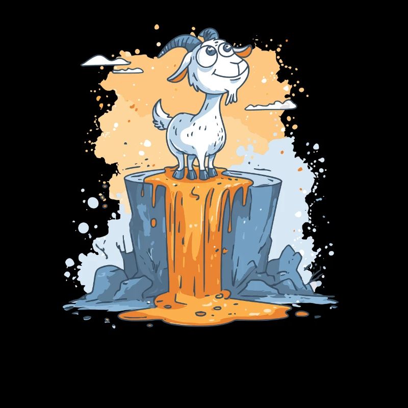 Chèvre de lave sur roche volcanique