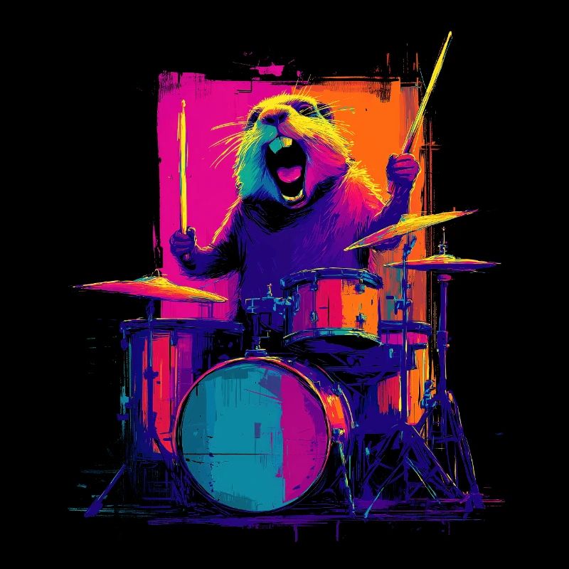 Murmeltier am Schlagzeug - Rock Drummer Geschenk