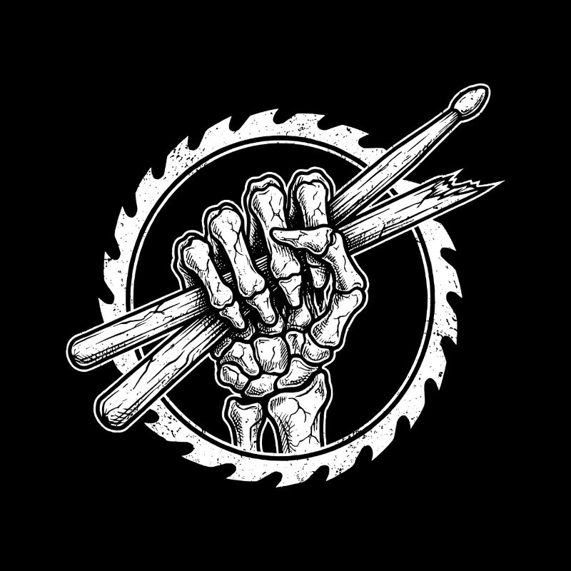 Skelett Hand mit Drumsticks