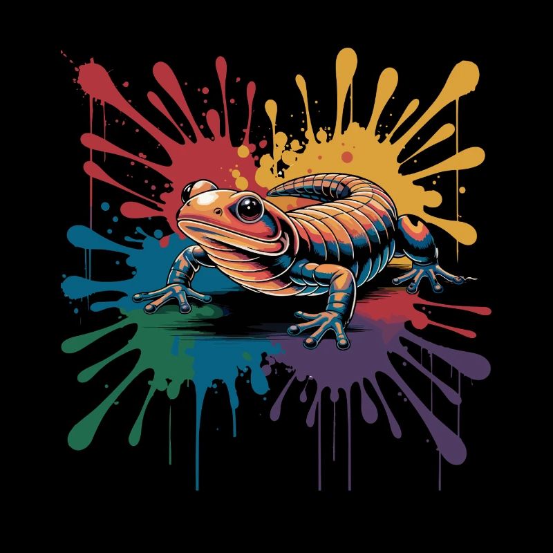 Salamandre colorée avec une touche de couleur pour
