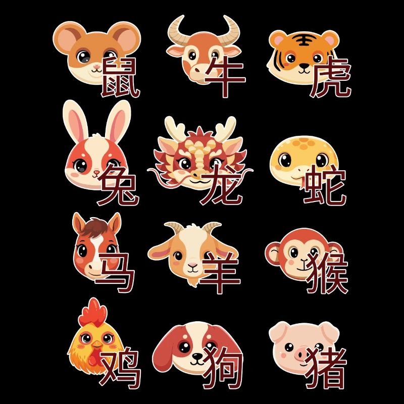 Chinesisches Neujahr Chinesisches Tierkreis Tierzeichen Niedlich