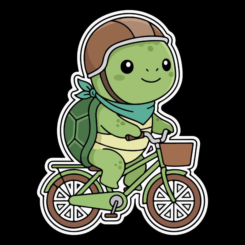Green turtle on bicycle