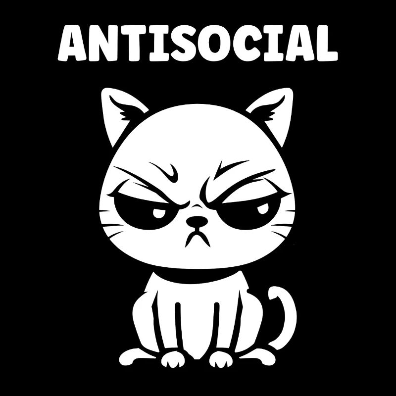 Chat antisocial noir blanc