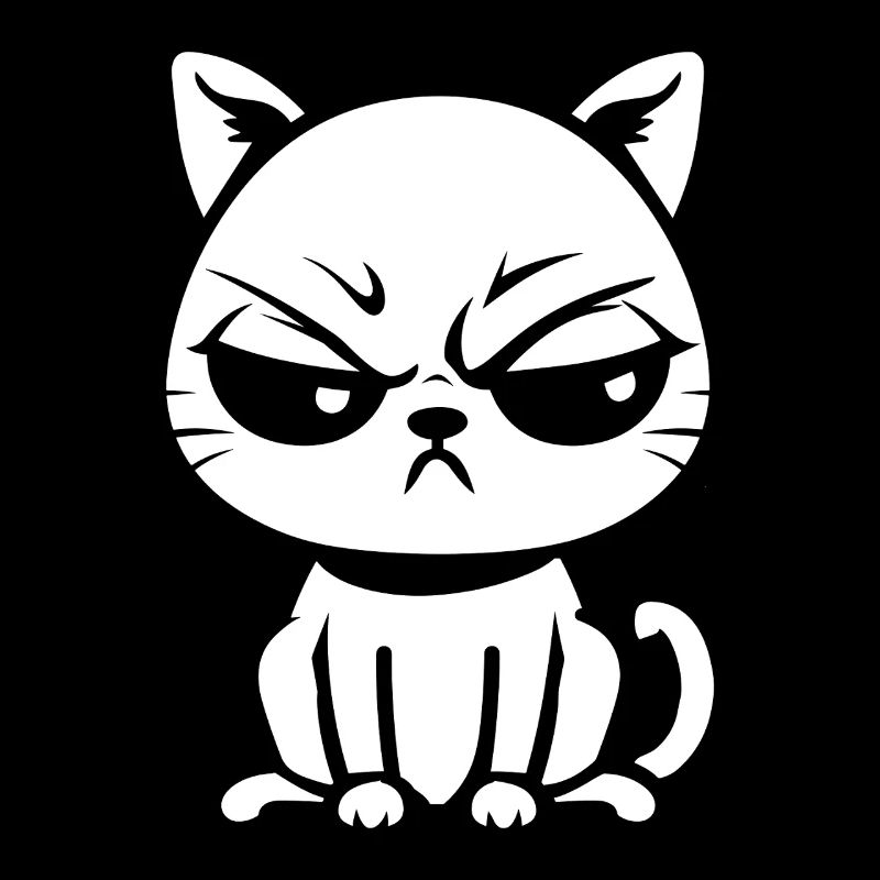 Chat bougon noir et blanc