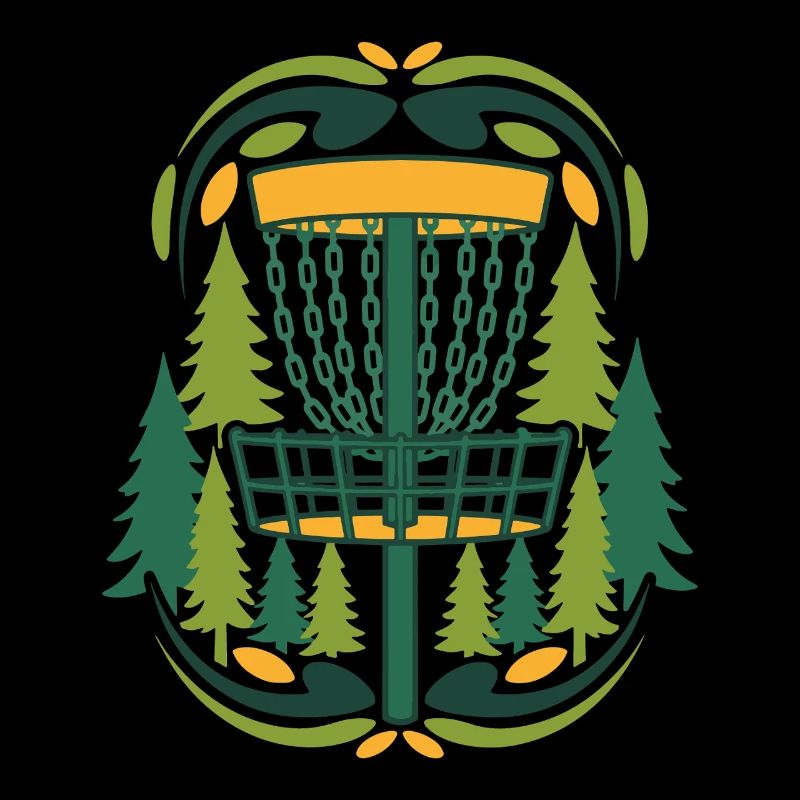Forest Disc Golf Basket Flying Disc Scene