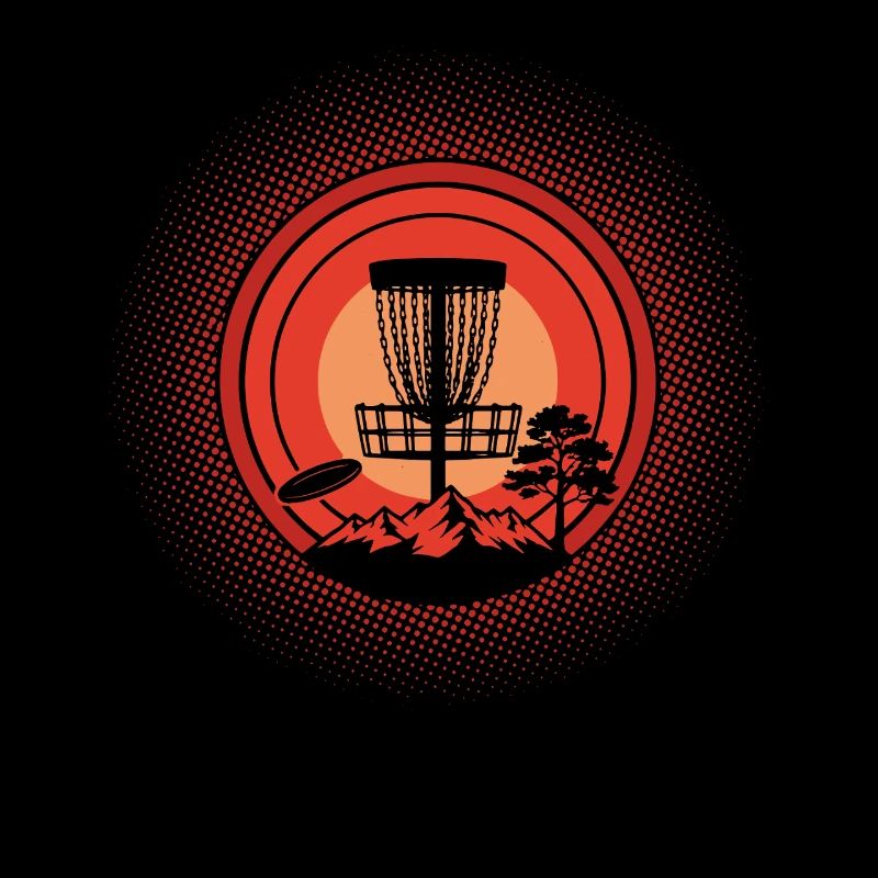 Disc Golf Basket Sunset Flying Disc Mountain Scene