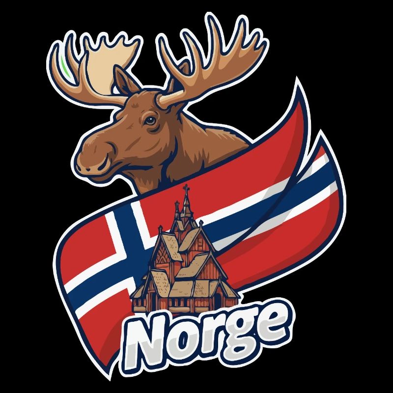 Norway Elk and Church Flag