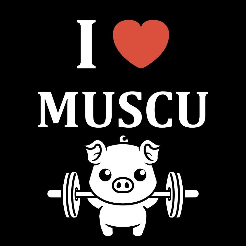 Ich liebe Muscu – ein starkes Schweine-Maskottchen