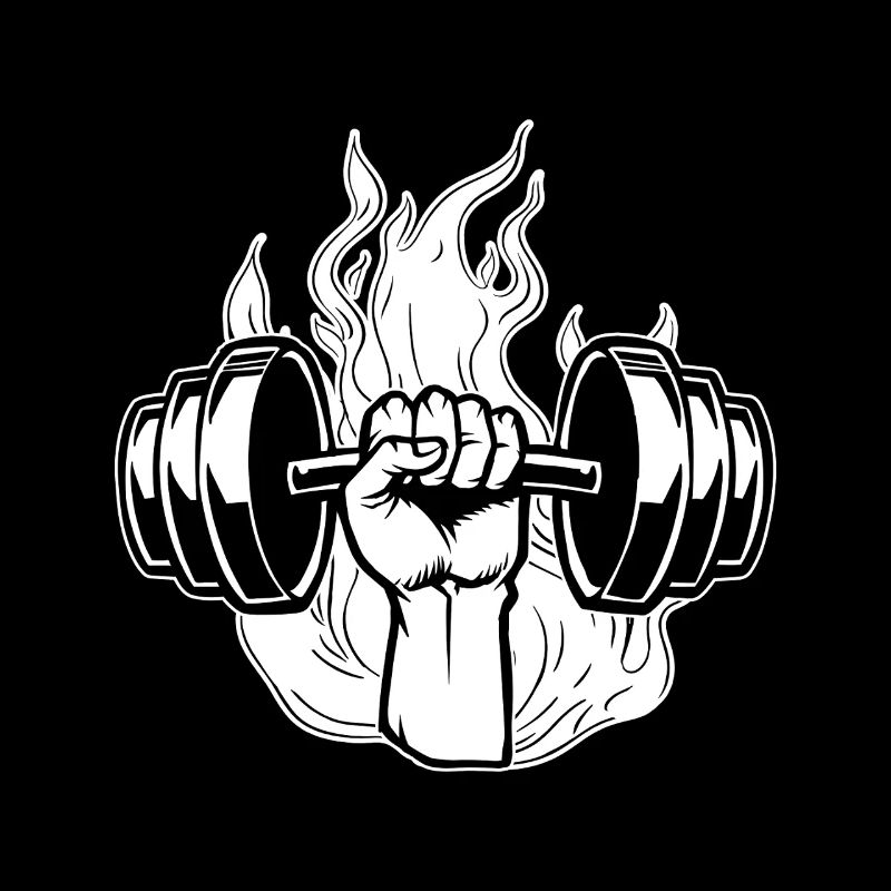 Powerlifting Bodybuilder Fire Dumbbell