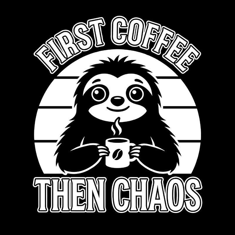 First Coffee Then Chaos Sloth Humor