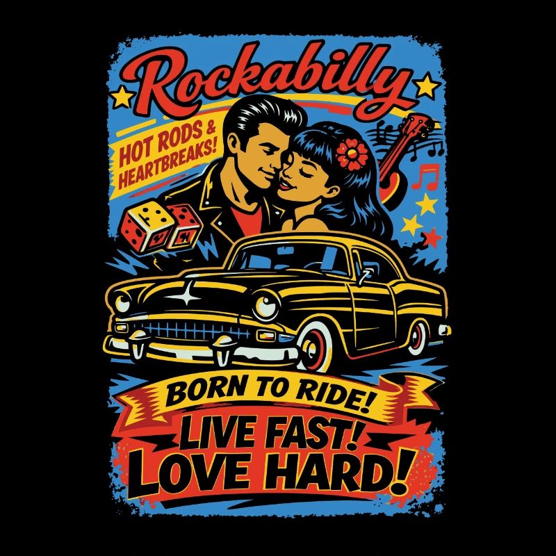 Rockabilly Auto-Liebe Druck
