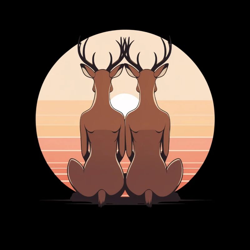 Deux cerfs dans le cercle du soir
