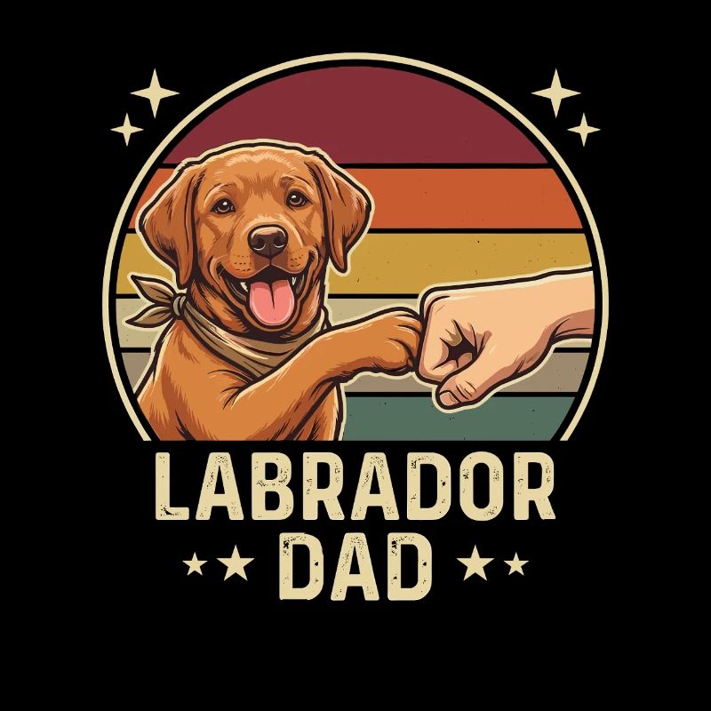 Retro Labrador Dad Foxred Paw Clash