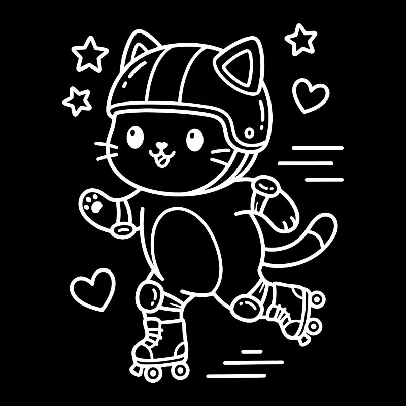 Chat Kawaii à roulettes