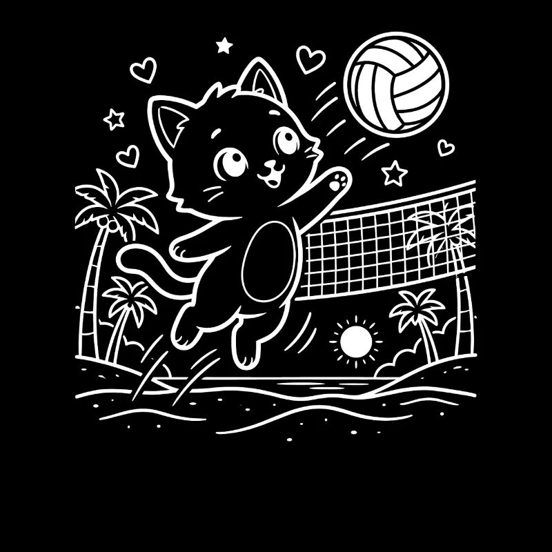 Beach-volley-ball Kawaii Cat
