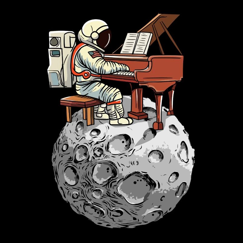 Moon piano with spacesuit