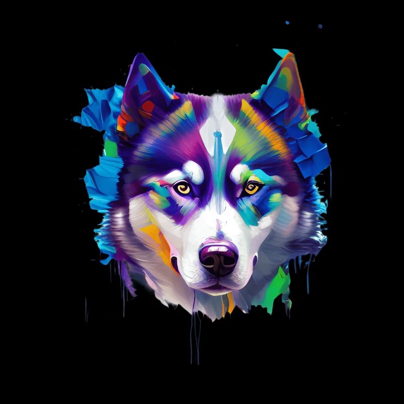 Sibirisches Husky-Hundeporträt Lebendiges Ölgemälde