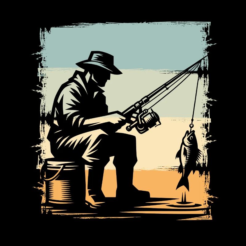Pêcheurs sur le rivage dans un style rétro