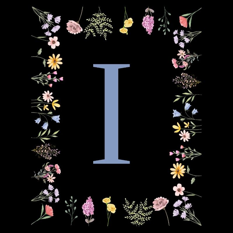 Florale Initial "I" Blumenmonogramm