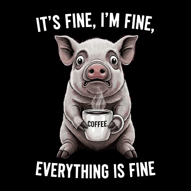 Its Fine Im Fine Coffee Pig Humor