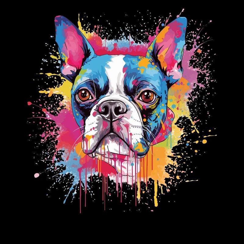 Color Splash Boston Terrier Portrait