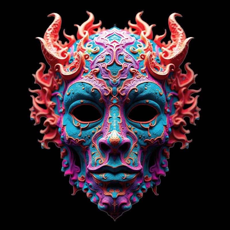 Masque orné de Démon de Feu