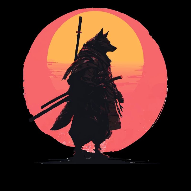 Wolf Sunset Samurai Rider